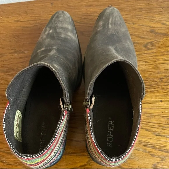 Roper Serape Distressed Leather Ankle Boots size 8 - Picture 8 of 11